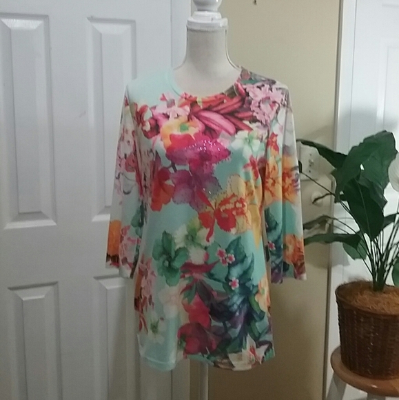 Tesoro !oda Tops - Tesoro Moda Floral Tunic Top